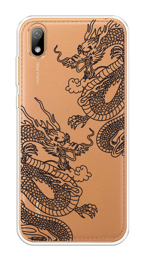

Чехол на Huawei Y5 2019/Honor 8S/8S Prime "Два китайских дракона", Серый;черный, 69050-1