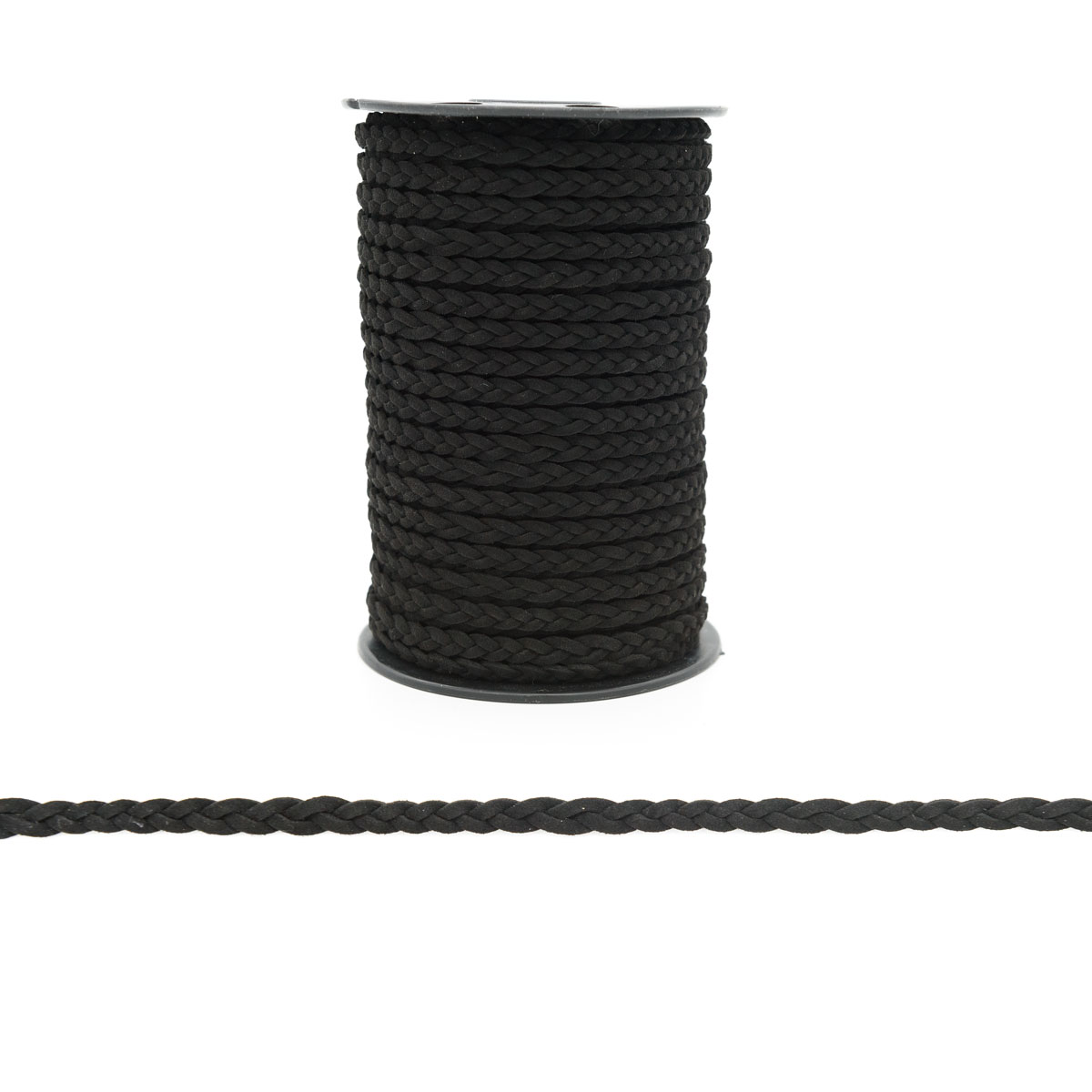 фото Шнур косичка айрис, искусственная замша, 5 мм*50 м (чёрный)