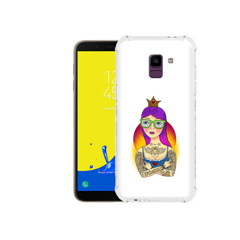 

Чехол MyPads Tocco для Samsung Galaxy J6 (2018) девушка в татуировках с короной, Прозрачный, Tocco