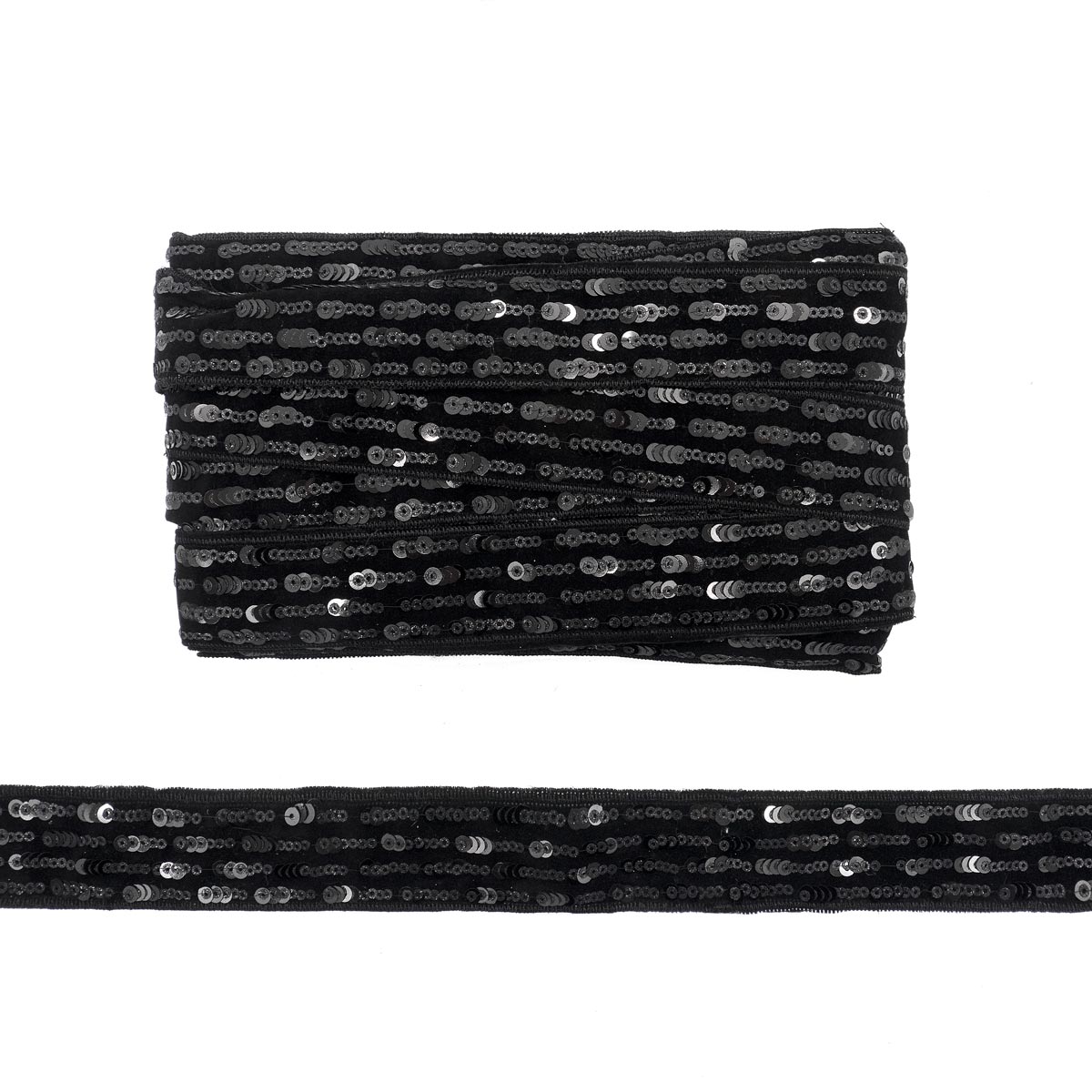 

Тесьма с пайетками АЙРИС, арт. 3AR840N, 3,3 см*14,63 м (4 чёрный)