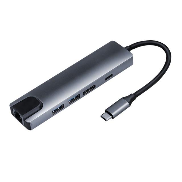 

USB Хаб 5 в 1 USB Type-C to HDMI/2 * USB 3.0/USB Type-C/LAN RJ 45 для Apple MacBook, iPad, MX-5021