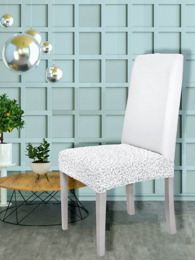 фото Чехол на сиденье стула venera "жаккард", белый, 1 предмет