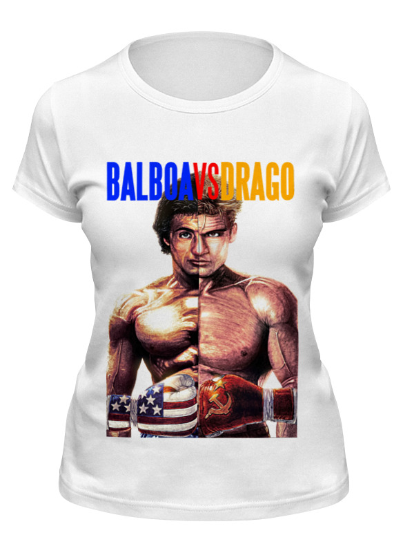 

Футболка женская Printio Ivan drago & rocky белая M, Белый, Ivan drago & rocky