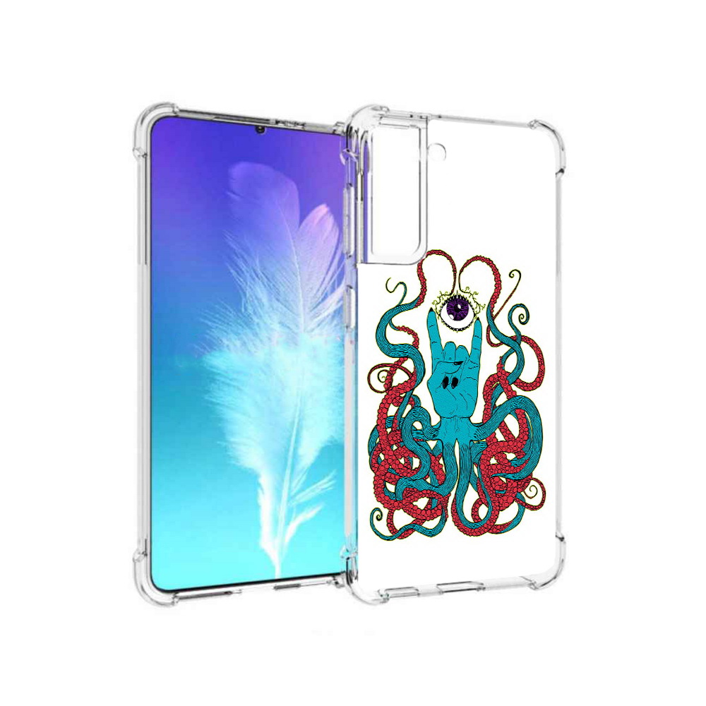 

Чехол MyPads Tocco для Samsung Galaxy S21 осьминог-рука абстракция (PT157088.510.530), Прозрачный, Tocco