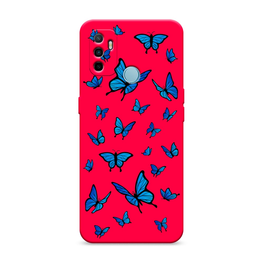 

Матовый силиконовый чехол "Синие бабочки" на Oppo A53