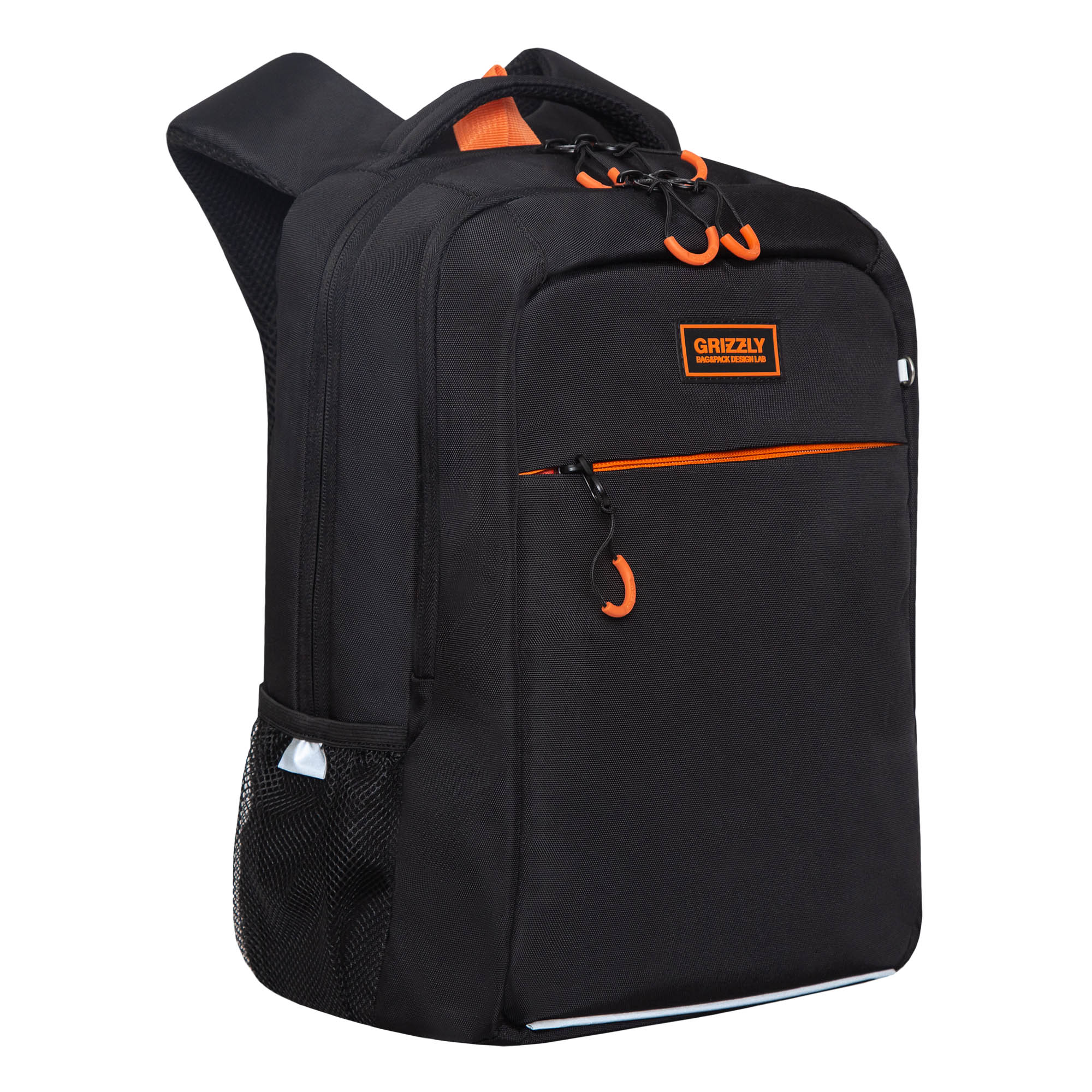 Рюкзак школьный Grizzly черный-оранжевый RB-156-1