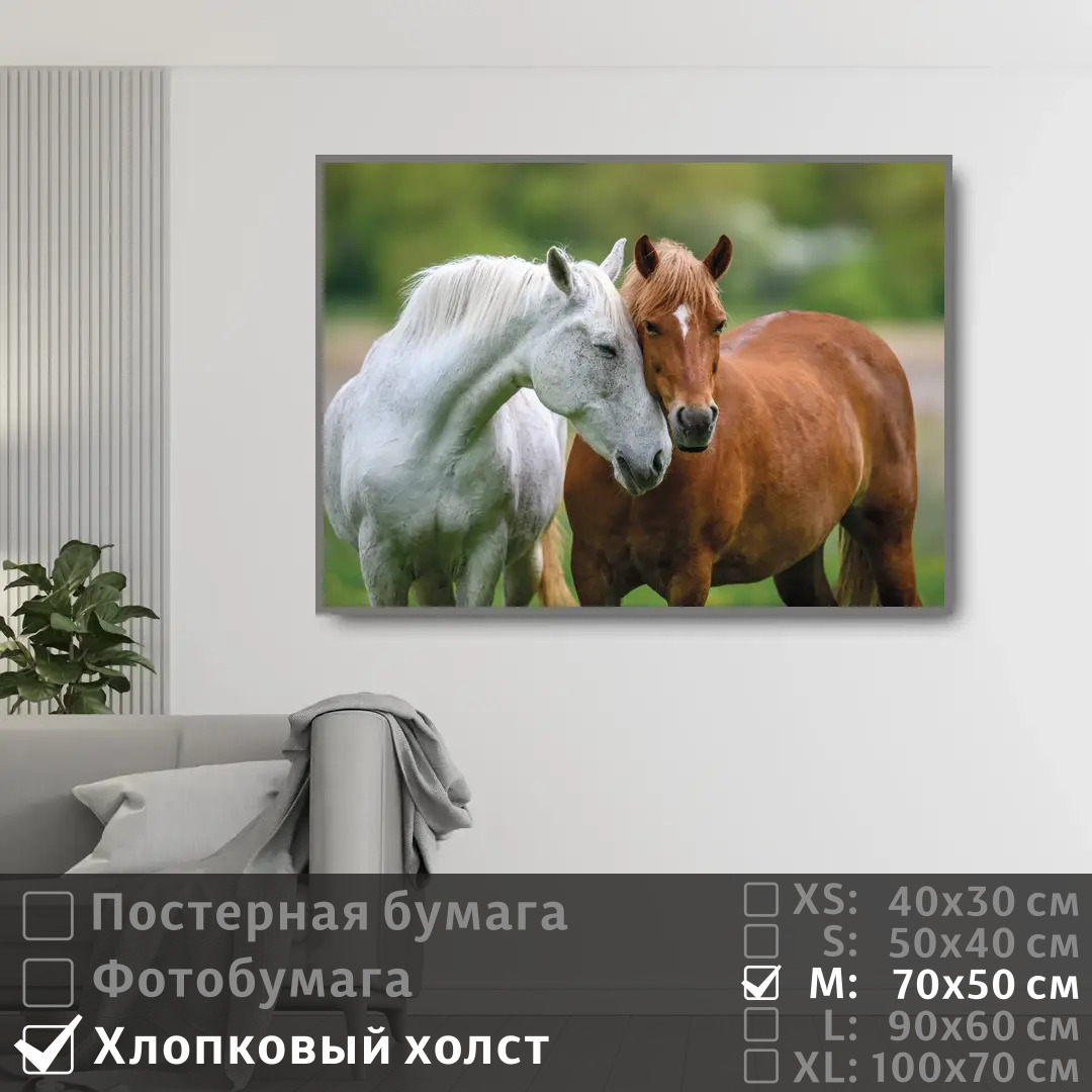 

Постер на холсте ПолиЦентр Две лошади 70х50 см, ДвеЛошади
