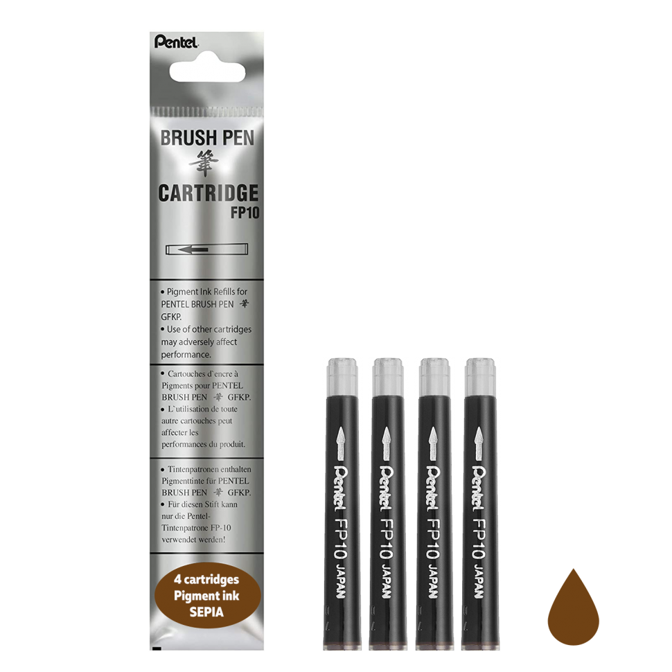 

Картридж Pentel для ручки-кисти Brush Pen сепия 4шт. FP10-SP