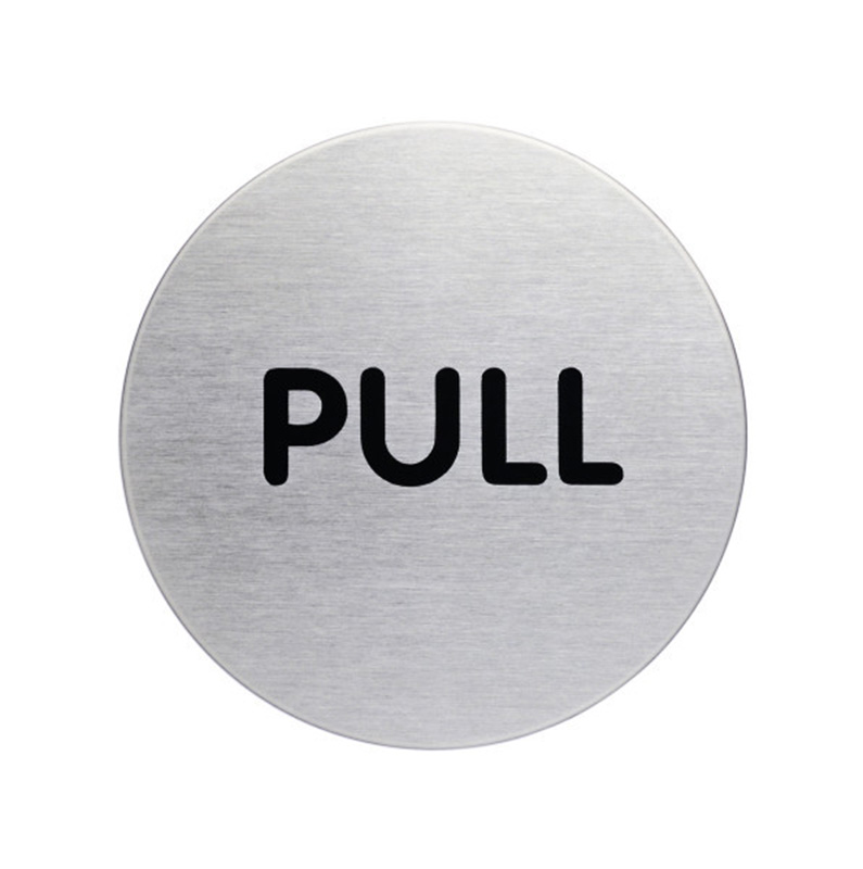 Durable Пиктограмма Durable Pull, диаметр 65 мм, матированая сталь Английский табличка пиктограмма durable 4900 82 от себя d 65 мм