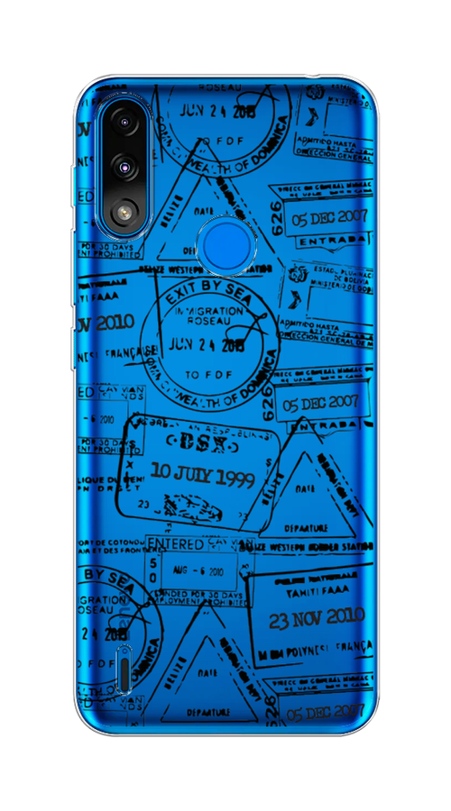 

Чехол на Lenovo K13/Motorola Moto E7 Power "Visa stamps 2", Белый;черный;серый, 113050-2