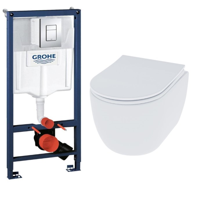 Комплект безободкового унитаза с инсталляцией Grohe Rapid SL 38772001, унитаз(01530185) средство для мытья сантехники для чистки унитаза pro brite
