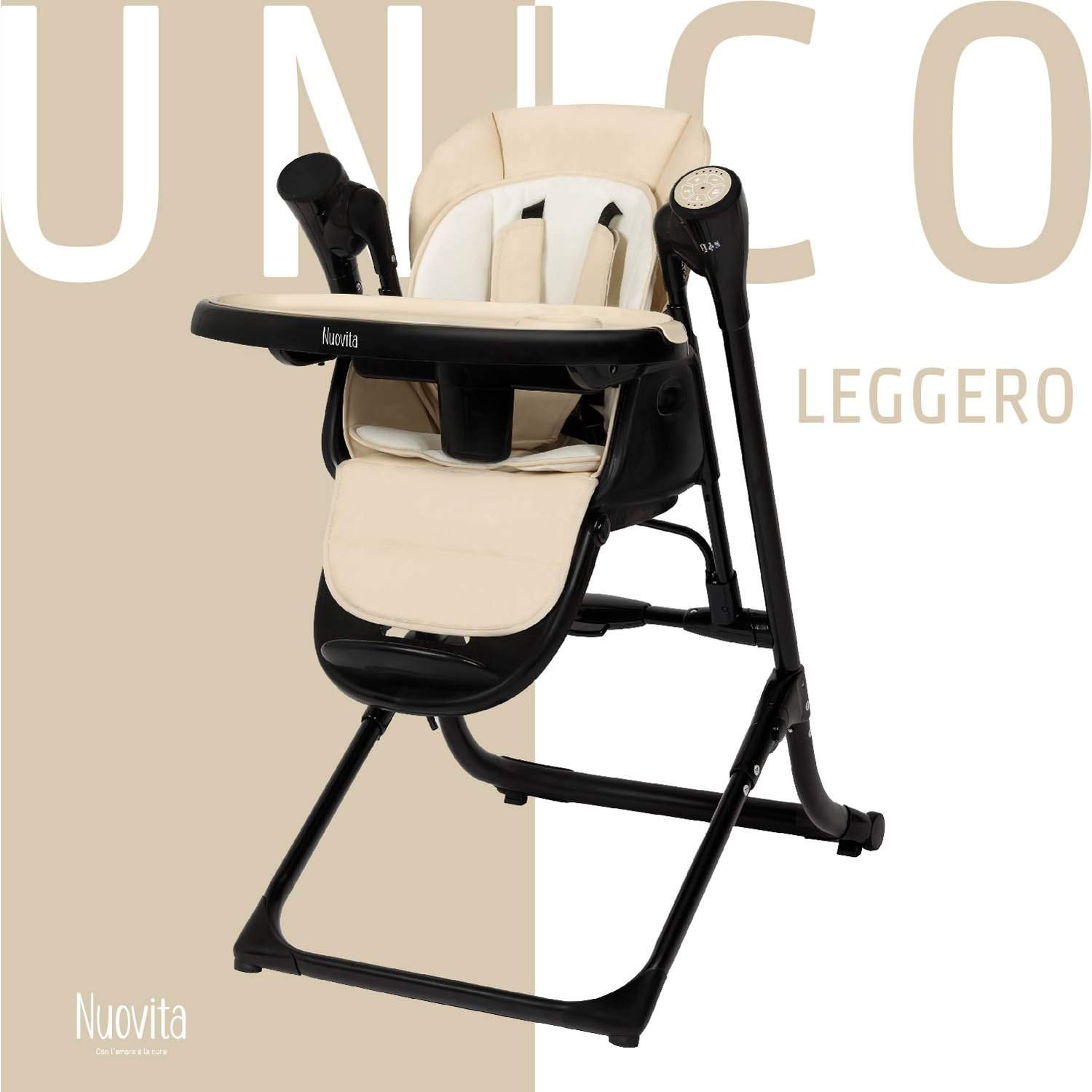 Стульчик для кормления с электронной функцией качения Nuovita Unico Leggero Nero латте стульчик для кормления nuovita с электронным устройством качения unico lux