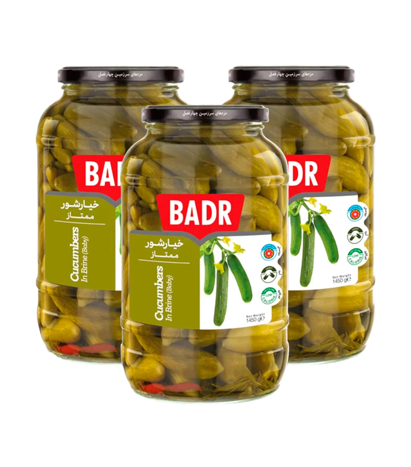Огурцы в рассоле Badr Мини, 3 шт по 1450 г