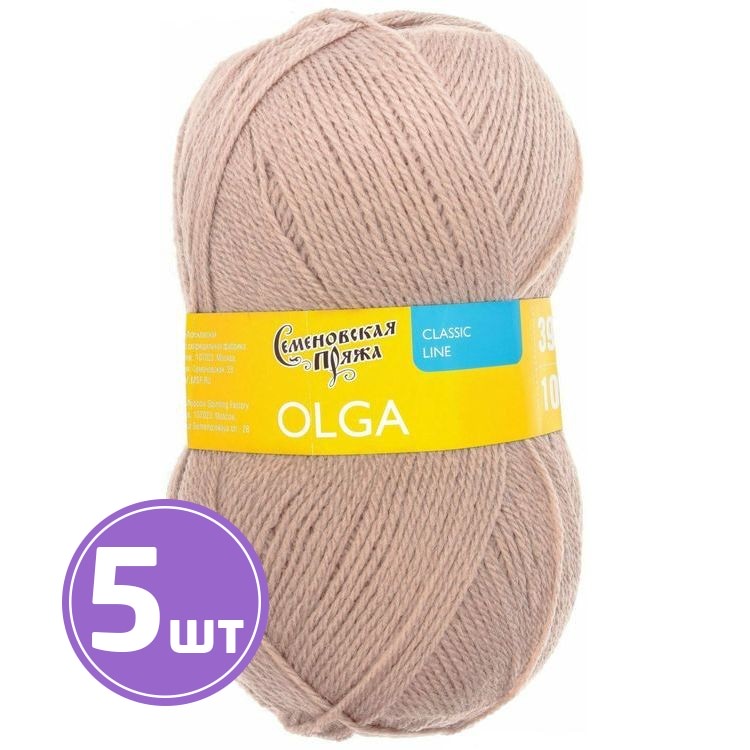 

Пряжа Семеновская Olga 12502 фрез 5 шт по 100 г, Серый