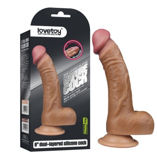 Фаллос Lovetoy на присоске с мошонкой 8 Dual-layered Silicone Dildo мулат