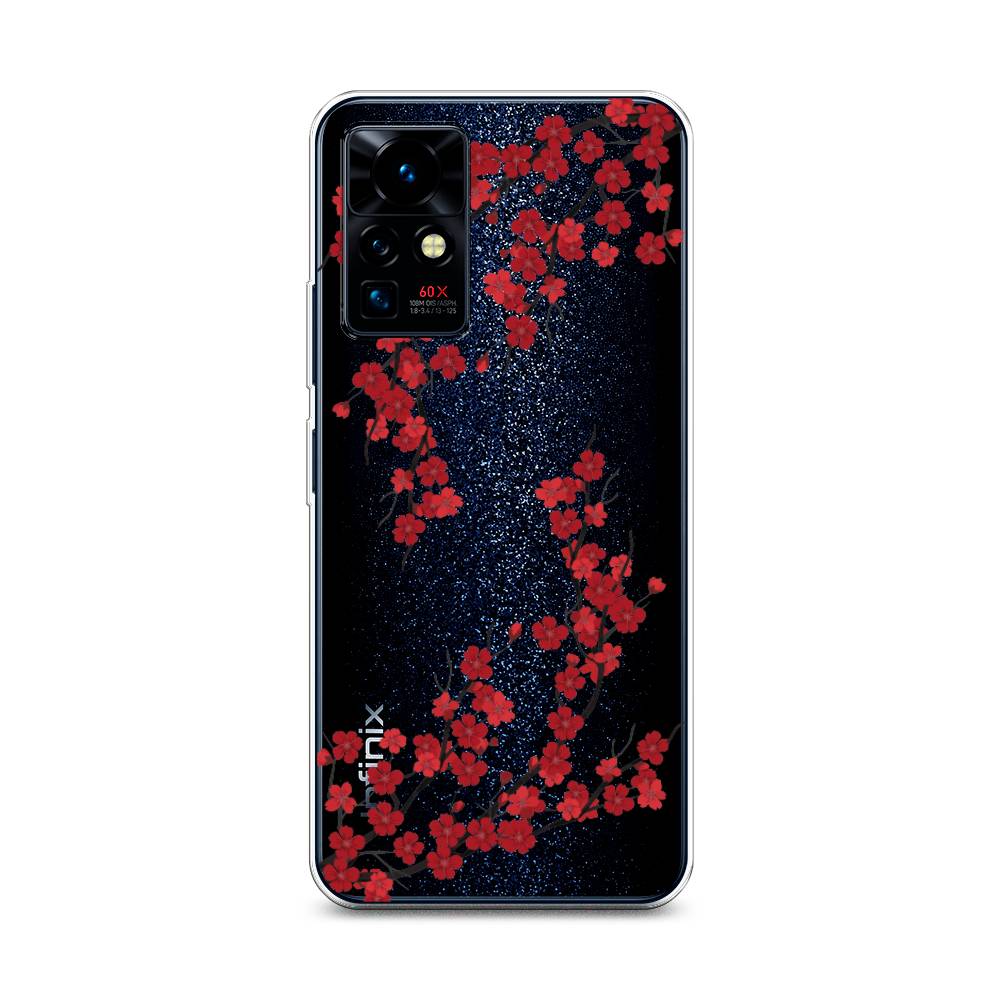 

Чехол на Infinix Zero X Pro "Красная сакура", Красный;черный, 3101150-2
