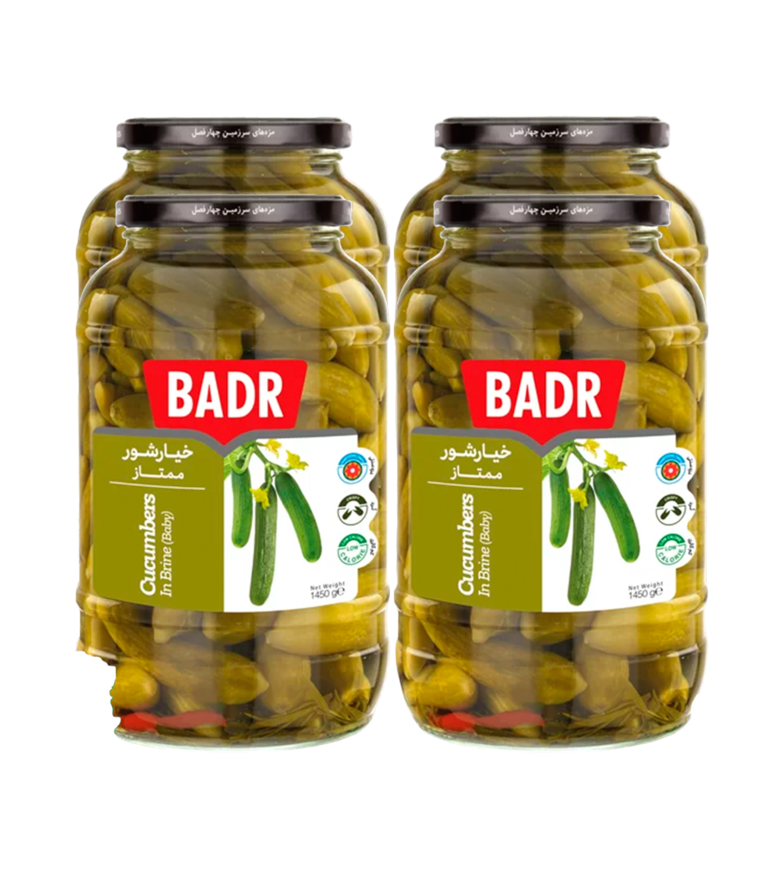Огурцы в рассоле Badr Мини, 4 шт по 1450 г
