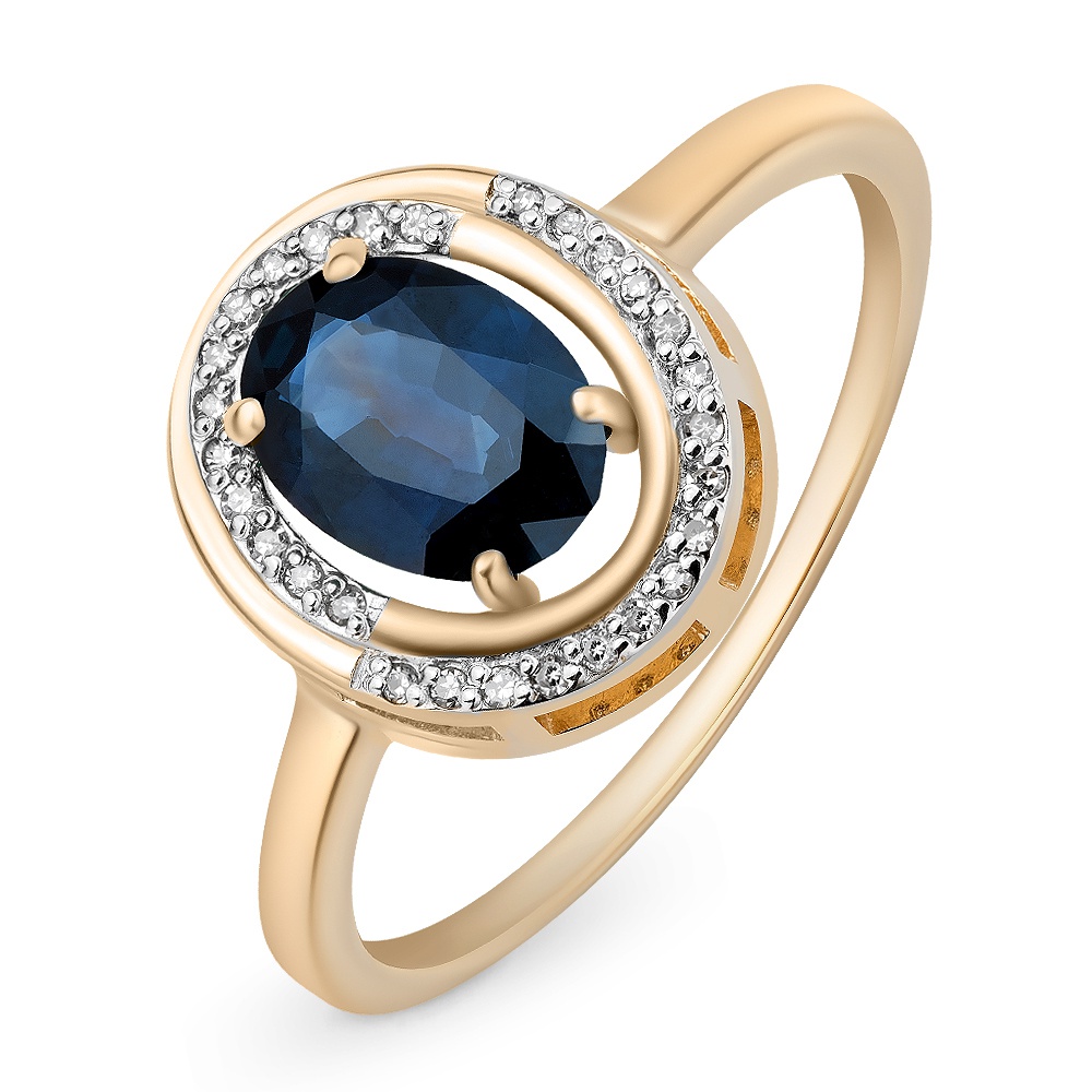 

Кольцо из красного золота с сапфиром/бриллиантом р. , 585Gold 101010676, 101010676