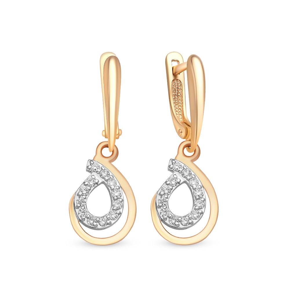 

Серьги подвески из красного золота 585Gold 102005955, бриллиант, 102005955