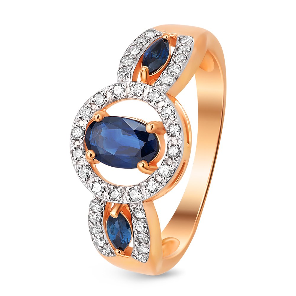 

Кольцо из красного золота с сапфиром/бриллиантом р. , 585Gold 101010681, 101010681