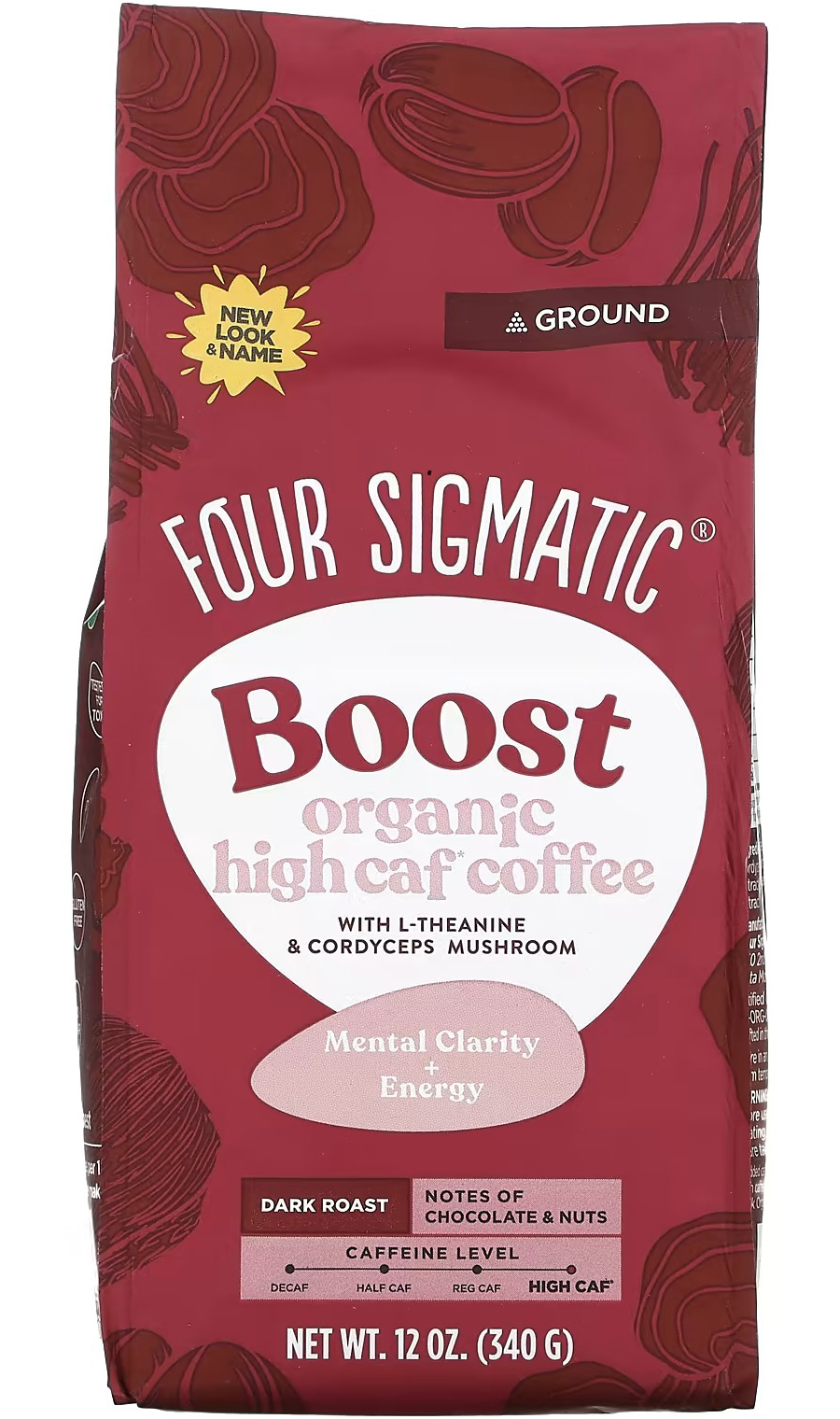 

Молотый кофе Four Sigmatic Boost с кофеином, L-теанином, Гриб Кордицепс, 340 г, молотый кофе Four Sigmatic