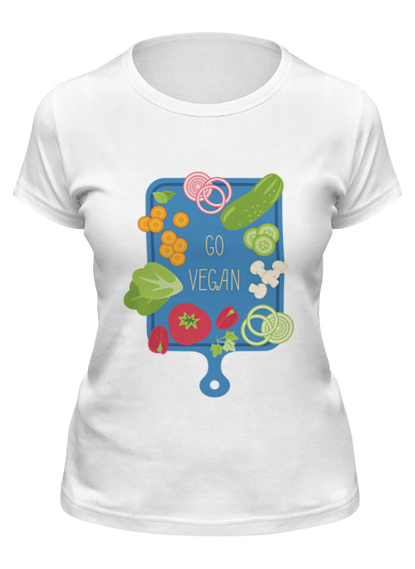 

Футболка женская Printio Go vegan белая L, Белый, Go vegan