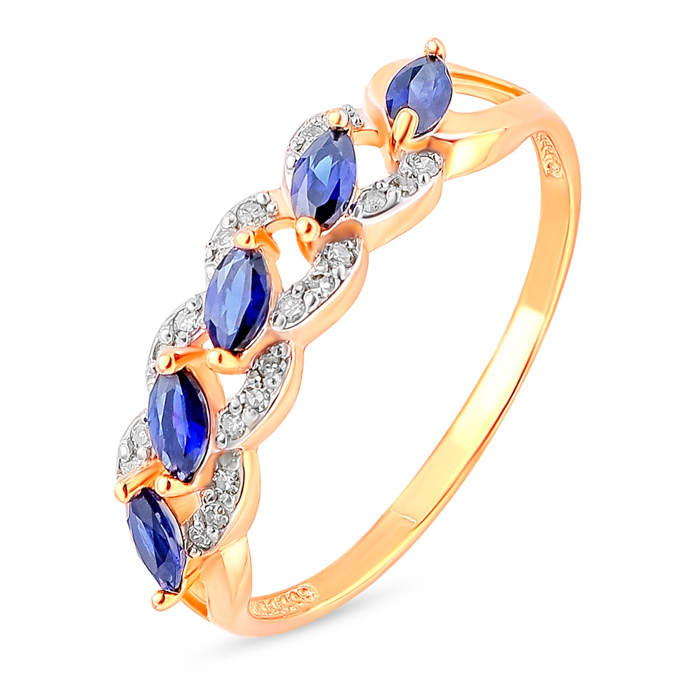

Кольцо из красного золота с бриллиантом/сапфиром искусственным р.  585Gold 101014024, 101014024