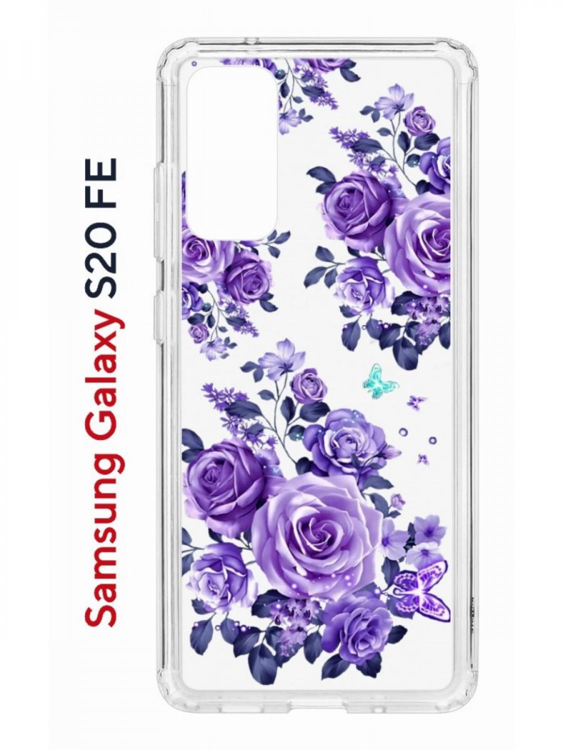 фото Чехол на samsung s20 fe kruche print roses,противоударный бампер,с защитой камеры кruче