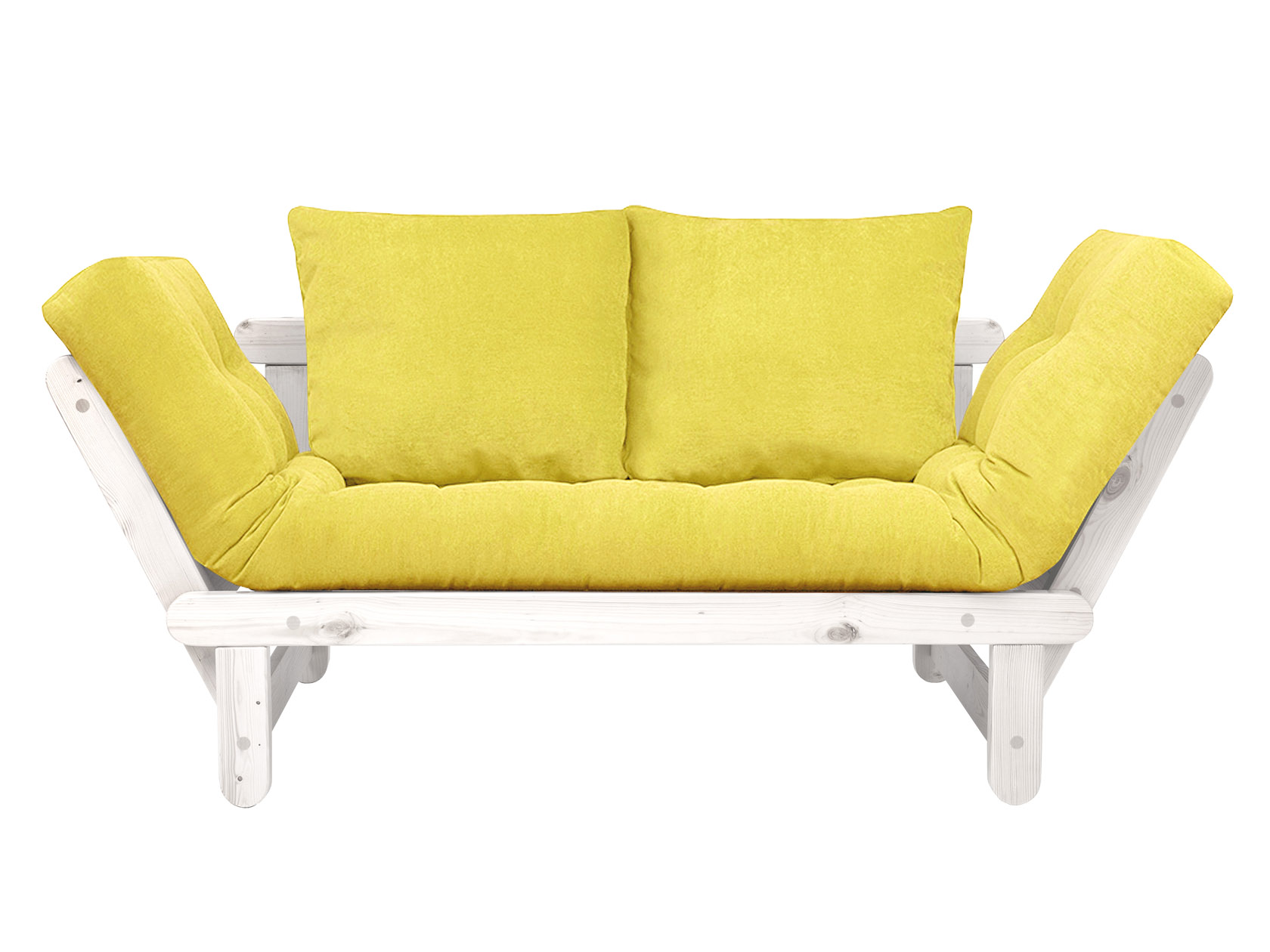 фото Прямой диван сламбер лимонный, вельвет, белая эмаль андерсон
