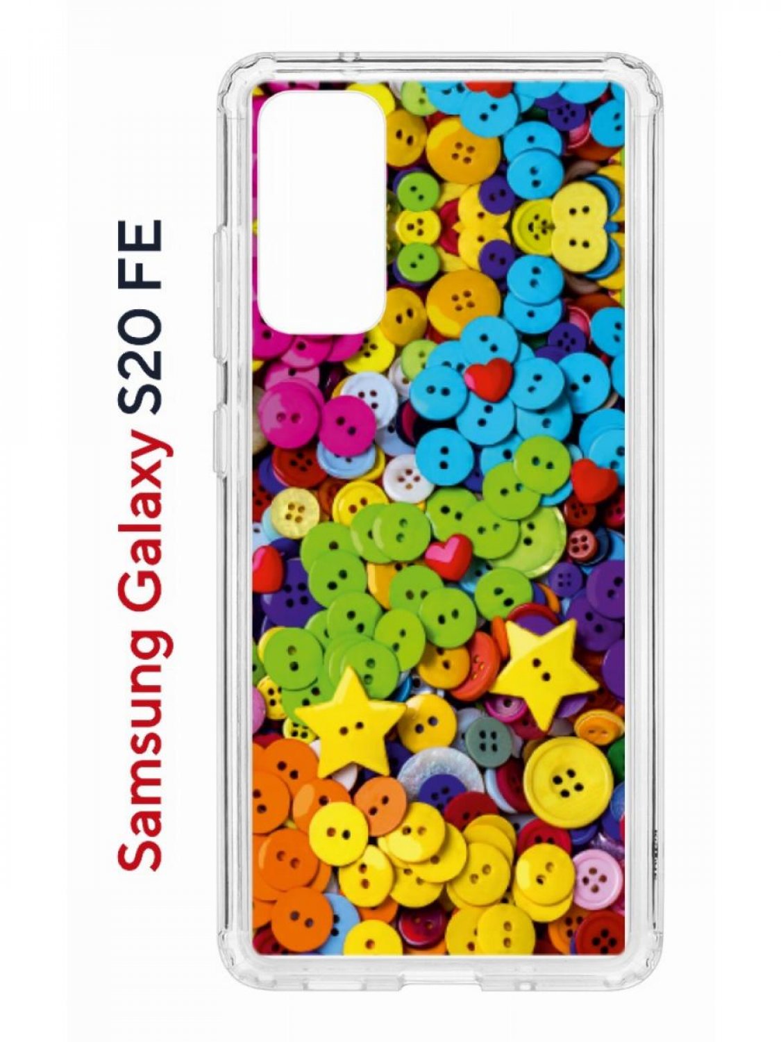 Чехол на Samsung S20 FE Kruche Print Пуговки,противоударный бампер,с защитой камеры