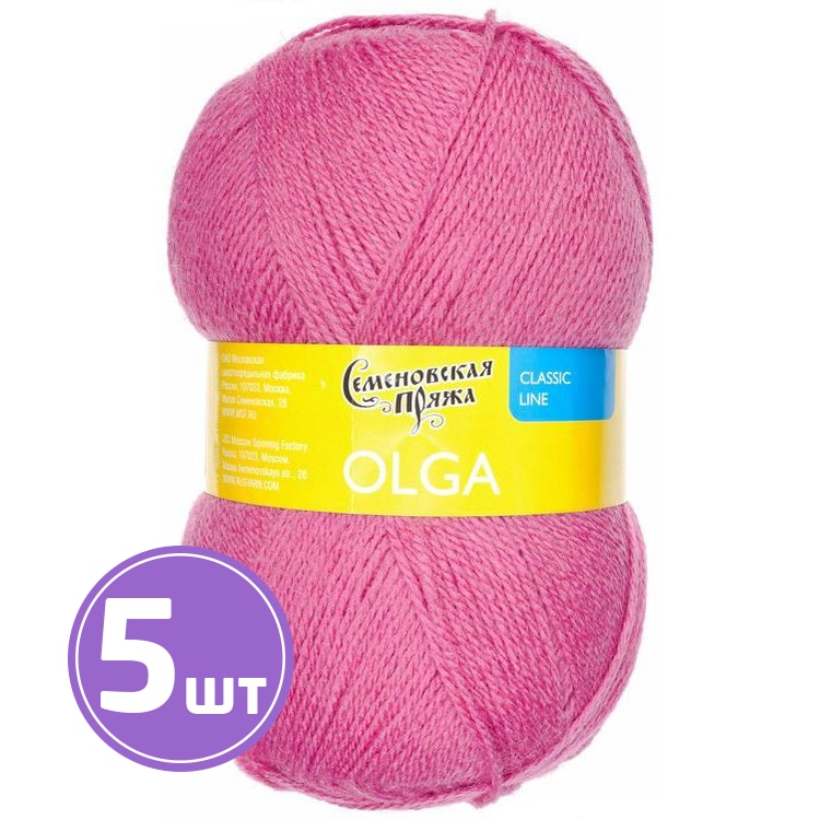 

Пряжа Семеновская Olga 70158 флокс 5 шт по 100 г, Розовый