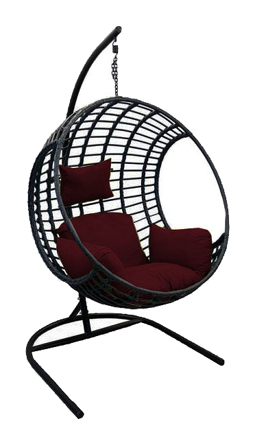 Подвесное кресло черное Garden Story Лондон GST_D35B-MT003 бордовая подушка