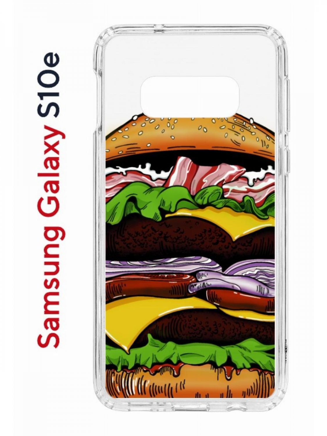 Чехол на Samsung S10e с принтом Kruche Print Бургер,противоударный бампер,с защитой камеры