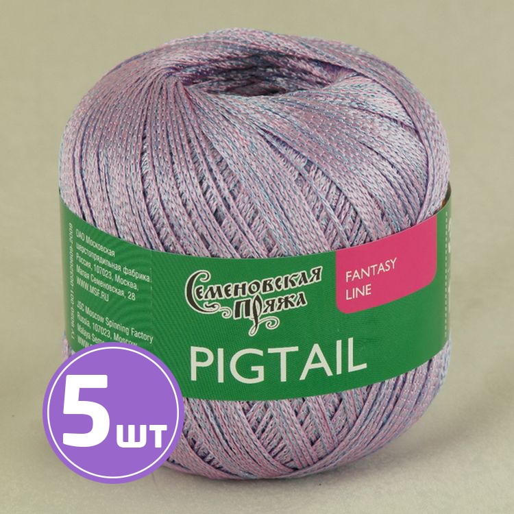 

Пряжа Семеновская Pigtail 16985 розовый-аква 5 шт по 100 г, Голубой