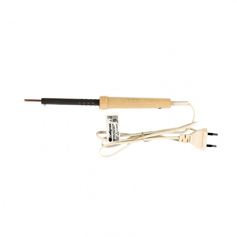 Паяльник электрический ЭПСН-25/220, деревянная ручка, Россия Сибртех соединительный электрический шнур для бра сибртех