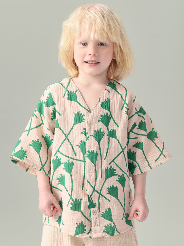 

Рубашка детская Happy Baby 88130, white&green, 110, Белый, 88130