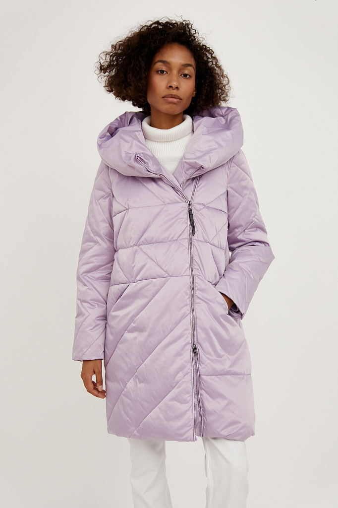 фото Пуховик-пальто женский finn flare a20-11021 фиолетовый 50-52