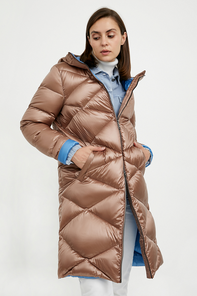 фото Пуховик-пальто женский finn flare a20-12009 коричневый 48