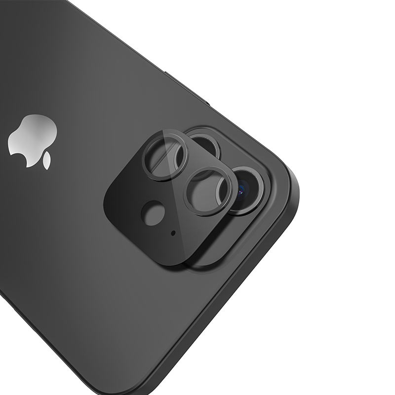 

Защитное стекло для камеры iPhone 12 Mini Hoco 3D Metal Frame Flexible A18 - Черное