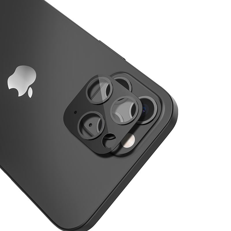 

Защитное стекло для камеры iPhone 12 Pro Hoco 3D Metal Frame Flexible A18 - Черное