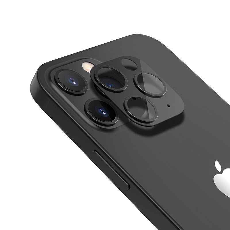 

Защитное стекло для камеры iPhone 12 Pro Max Hoco 3D Metal Frame Flexible A18 - Черное