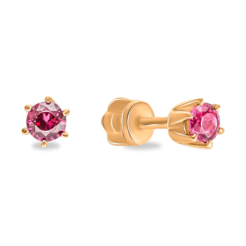 

Серьги пусеты из красного золота 585Gold 199000188, рубин искусственный, 199000188