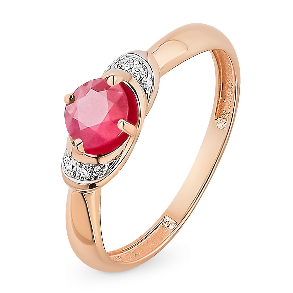 

Кольцо из красного золота с рубином/бриллиантом р. , 585Gold 101013883, 101013883