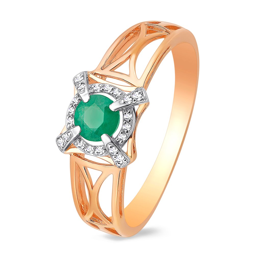 

Кольцо из красного золота с изумрудом/бриллиантом р. 17,5 585Gold 101011528, 101011528