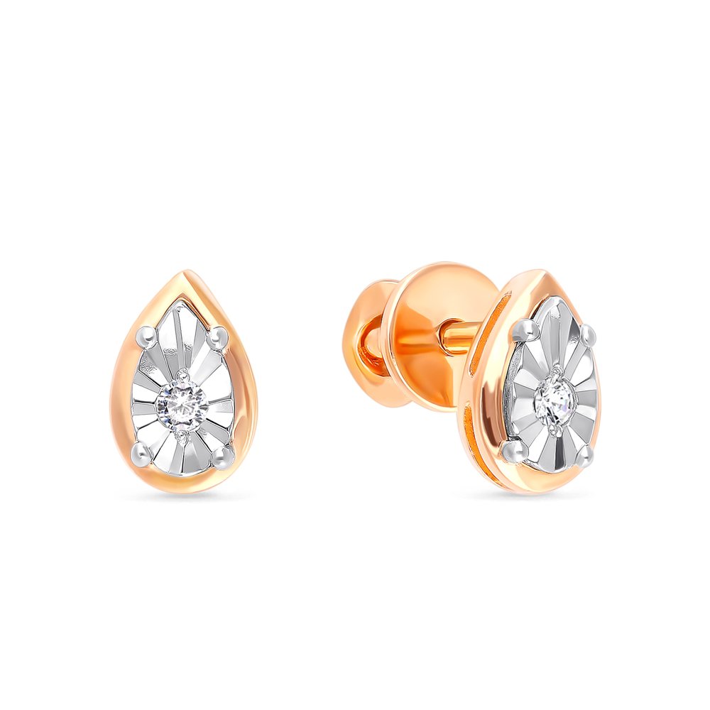 

Серьги пусеты из красного золота 585Gold 102006579, бриллиант, 102006579