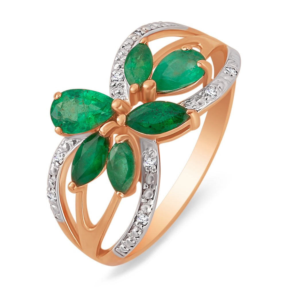 

Кольцо из красного золота с изумрудом/бриллиантом р. , 585Gold 101001875, 101001875