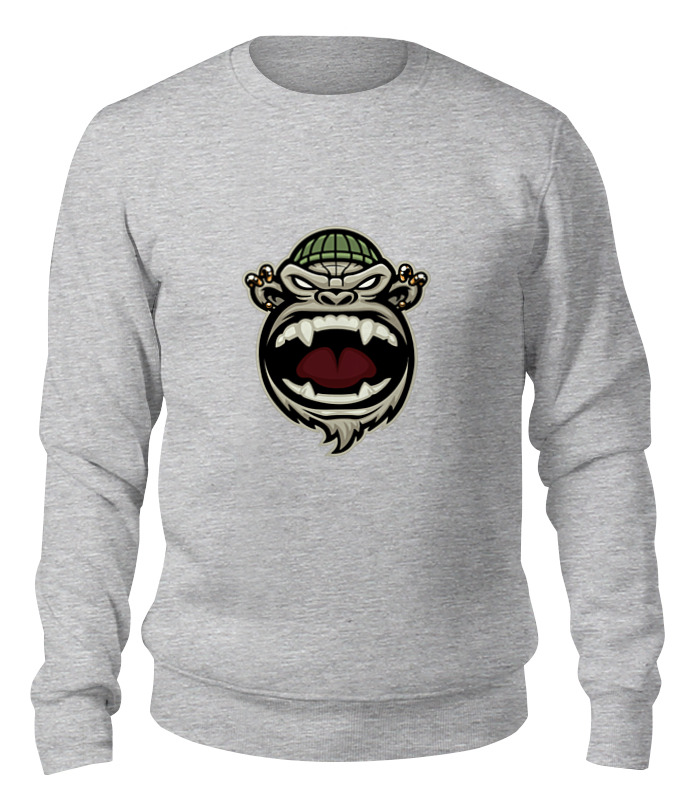 

Свитшот унисекс Printio Обезьяна (monkey) серый M, Обезьяна (monkey)