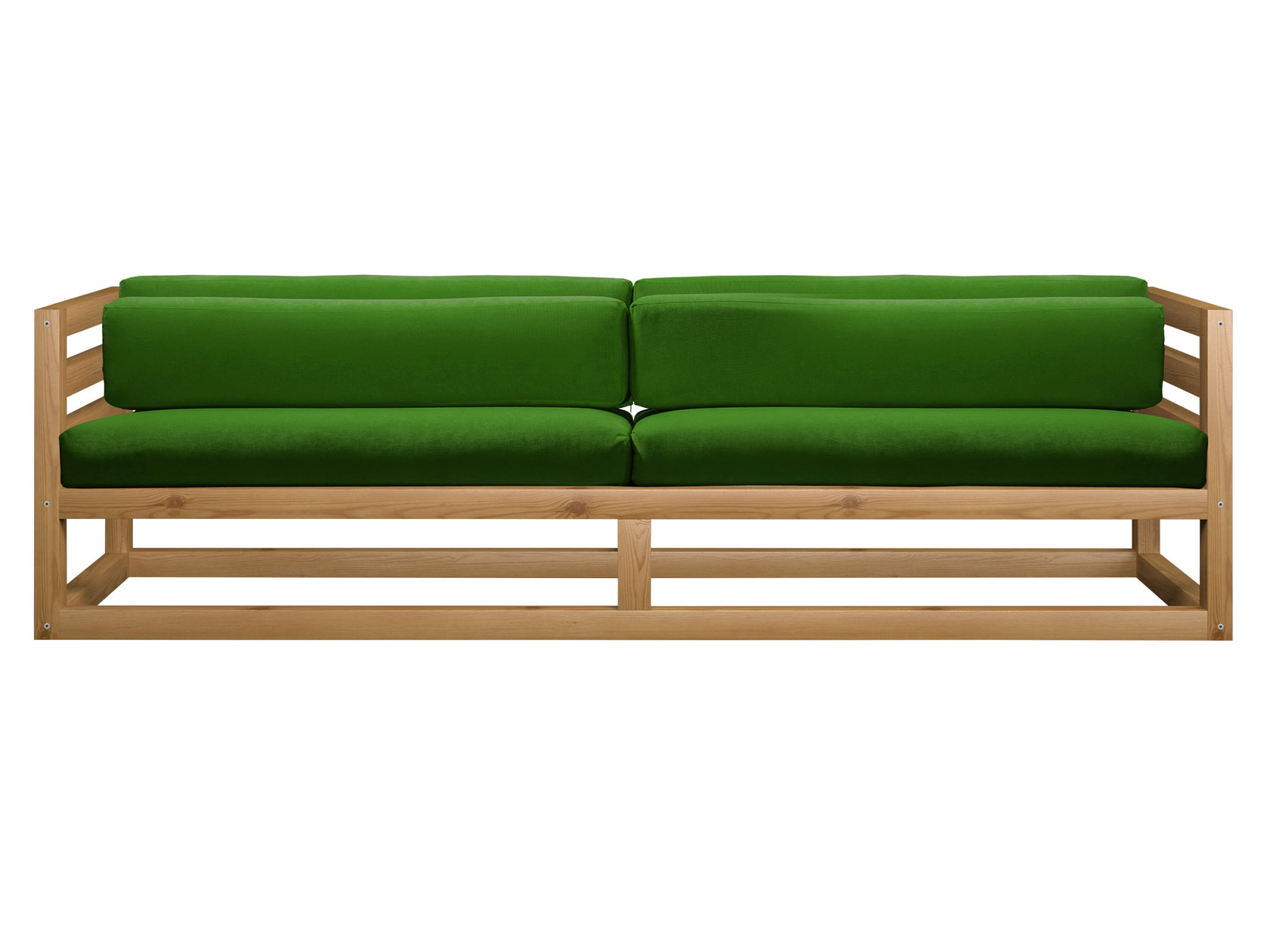 фото Прямой диван магнус сосна натуральная, зеленый, вельвет андерсон