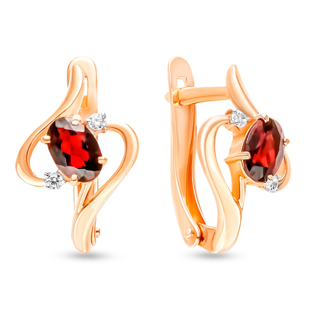 

Серьги из красного золота с гранатом/фианитом 585Gold 202008381, 202008381