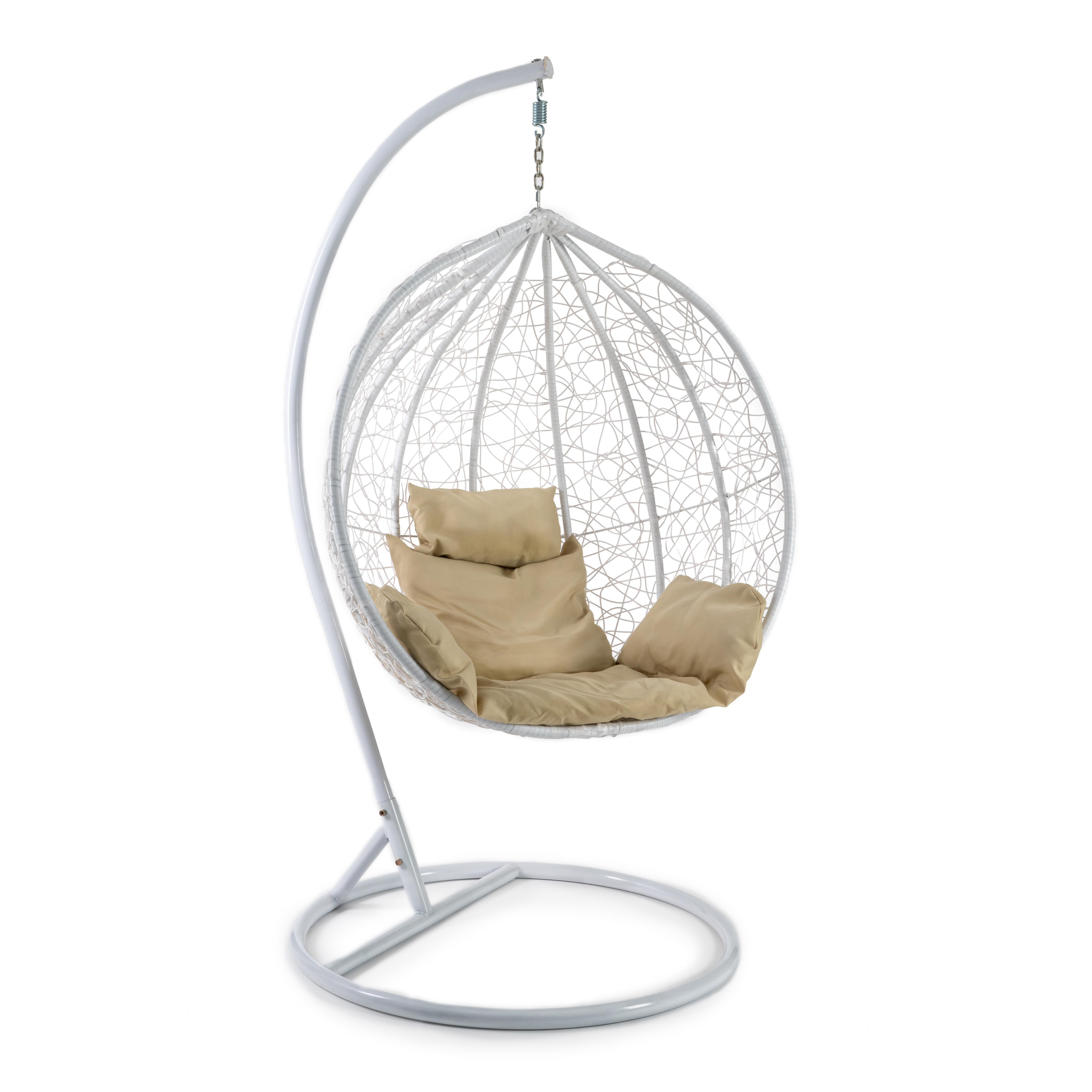 

Подвесное кресло белое TetChair SC-003 TET_14238 бежевая подушка, SC-003